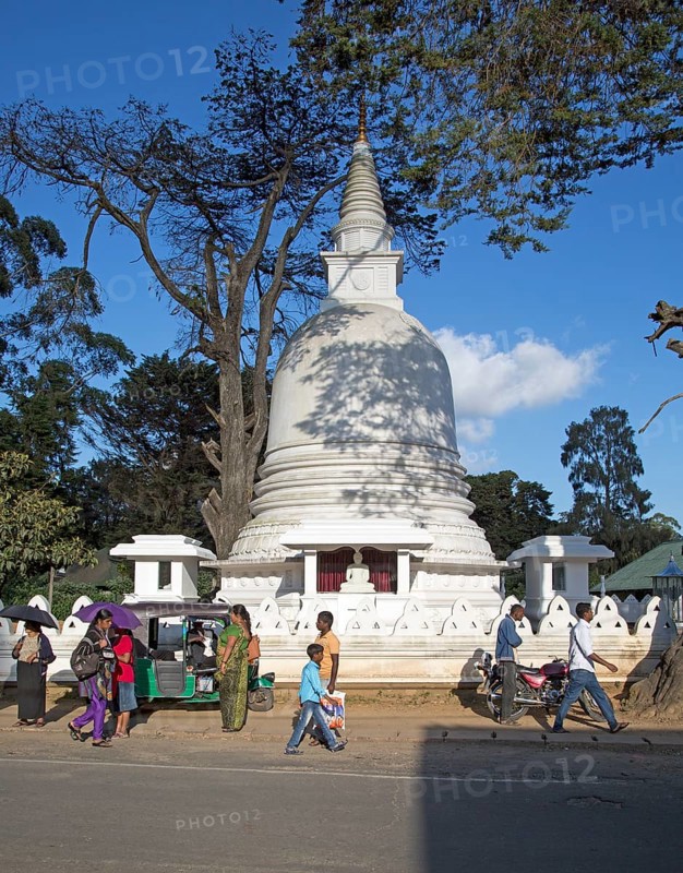 Buddhist temple white stupa, Nuwara Eliya, Sri Lanka, Asia