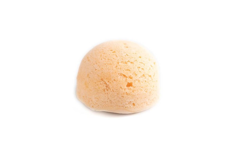 Japanese rice sweet buns mochi filled with jam isolated on white background. side view, close up