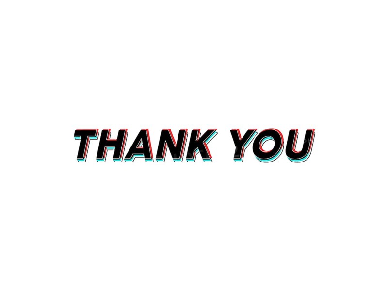 3D styled text saying Thank You on a white background