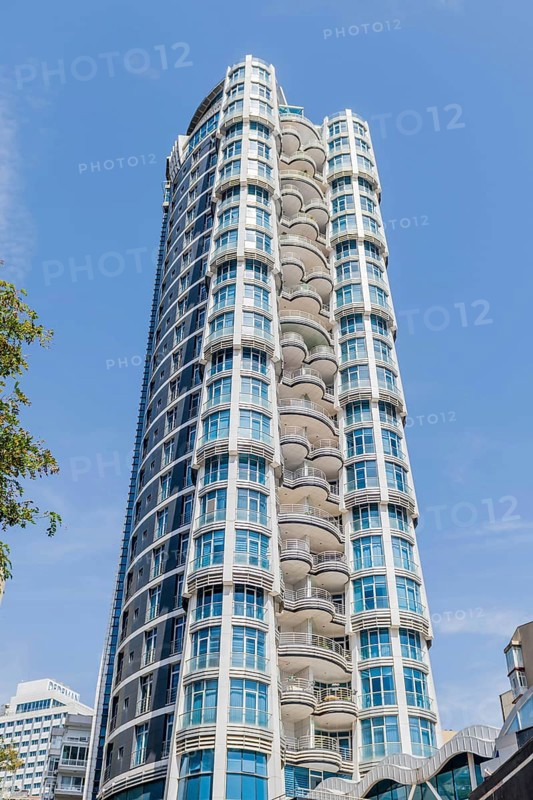 Low angle view of high rise apartment building in Istanbul, Tuerkiye