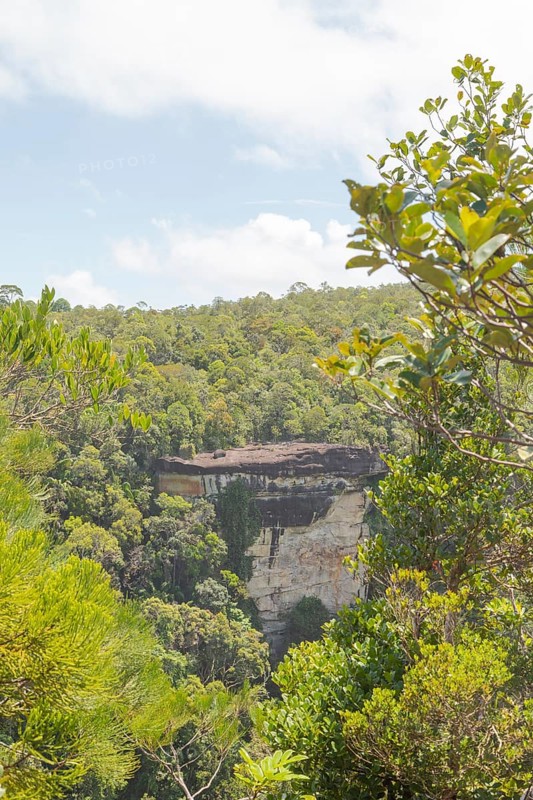 Cliff in Bako national park, sunny day, blue sky and sea. Vacation, travel, tropics concept, no people, Malaysia, Kuching, Asia