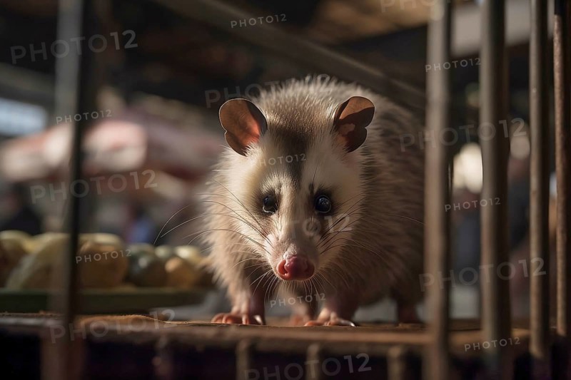 Wild Opossums in cage. KI generiert, AI generated