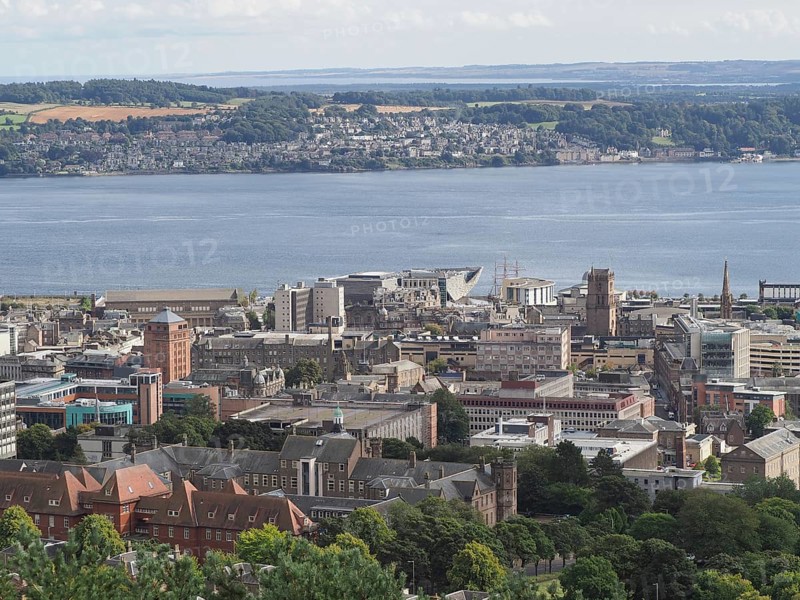 Aerial view of Dundee from Law hill, UK