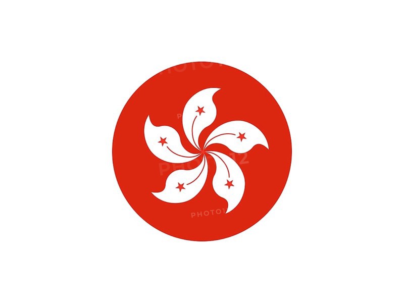 Hong Kong featuring a white Bauhinia flower on a red background