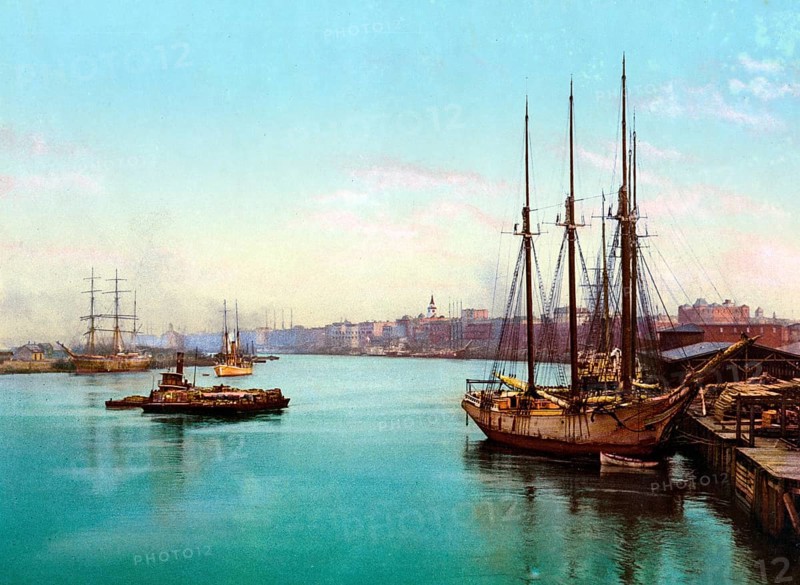 The Savannah River, Savannah, Georgia, United States, 1890, Historic, digitally restored reproduction from a 19th century original The Savannah River, United States, Historic, digitally restored reproduction from a 19th century original, North America