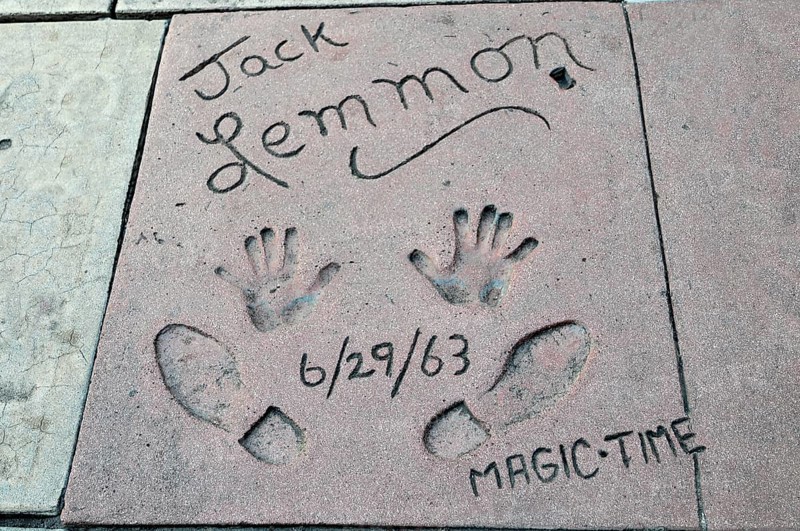 Handprints and footprints of JACK LEMMON, Hollywood Boulevard, Los Angeles, California, USA, North America