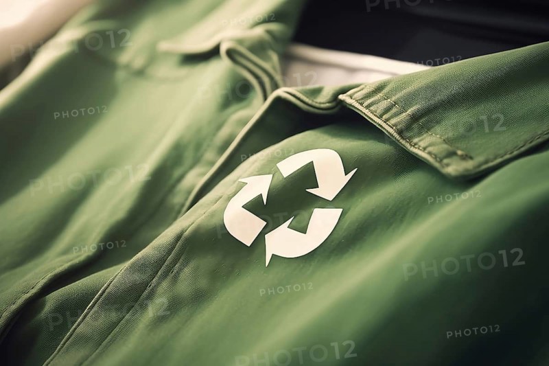 Green shirt with recycling arrow symbol. KI generiert, AI generated