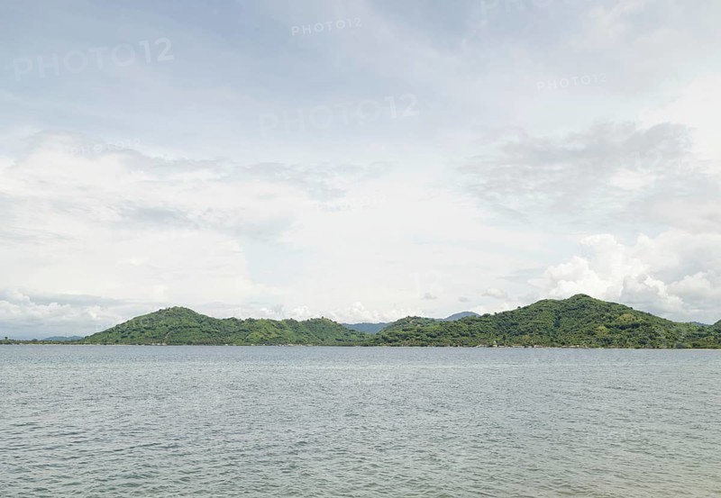 Lombok and Gili Air islands, overcast, cloudy day, sky and sea. Vacation, travel, tropics concept, no people. Sunny day