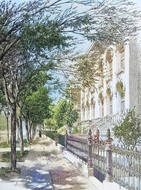Wabash Avenue, Chicago, Illinois in the 1870s. From American Pictures Drawn With Pen And Pencil by Rev Samuel Manning c. 1880, United States, America, Historic, digitally restored reproduction from a 19th century original, Record date not stated, North America