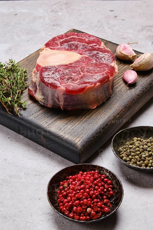 Piece of raw prime beef meat ossobuco
