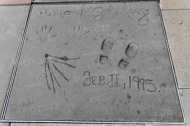 Handprints and footprints of WHOOPI GOLDBERG, Hollywood Boulevard, Los Angeles, California, USA, North America