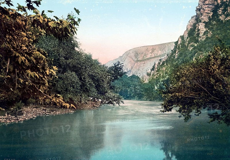 Entrance to the Valley of Temps, Thessaly, Greece, 1890, Historic, digitally restored reproduction from a 19th century original Entrance to the Valley of Temps. Thessaly, Greece, Historic, digitally restored reproduction from a 19th century original, Europe