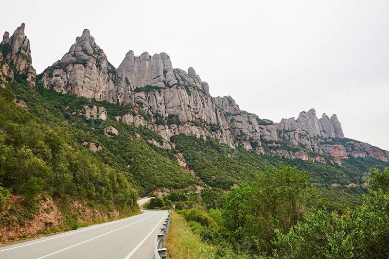 Mountain and street to Montserrat near Barcelona, Catalonia, Spain, Europe