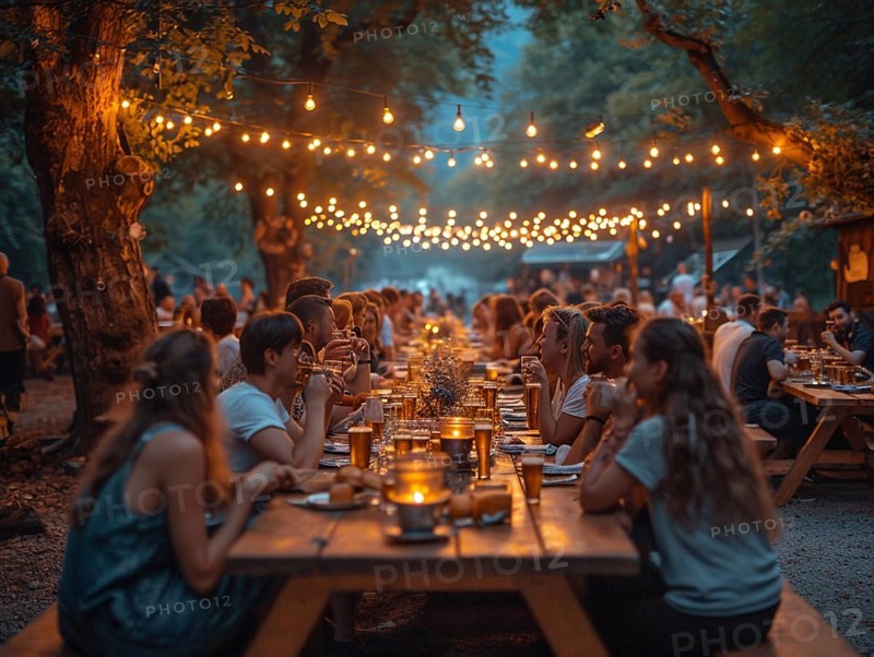 Oktoberfest, beer garden celebrations in the beer tent, AI generated