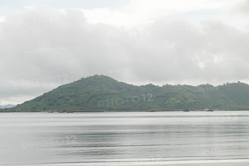 Lombok and Gili Air islands, overcast, cloudy day, sky and sea. Vacation, travel, tropics concept, no people
