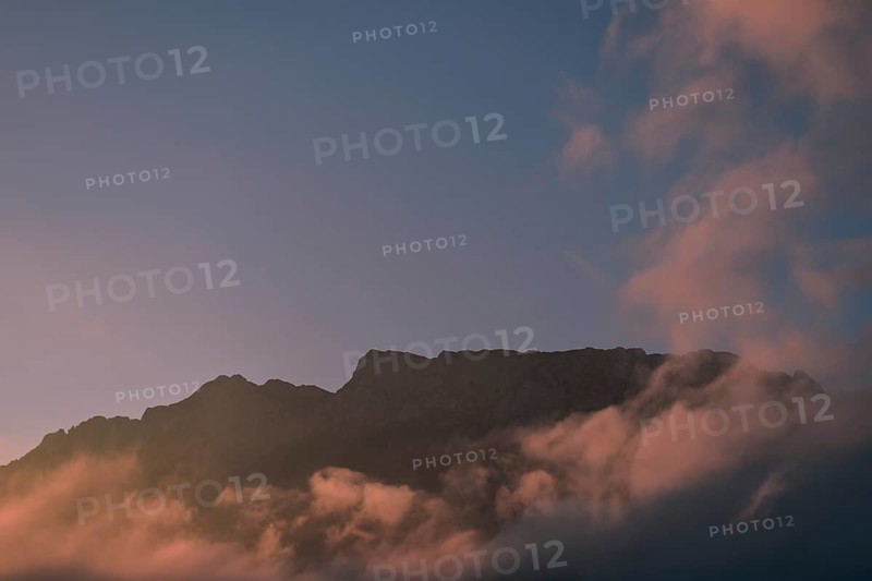 Zahmer Kaiser at sunrise, Niederndorf, Austria, Europe