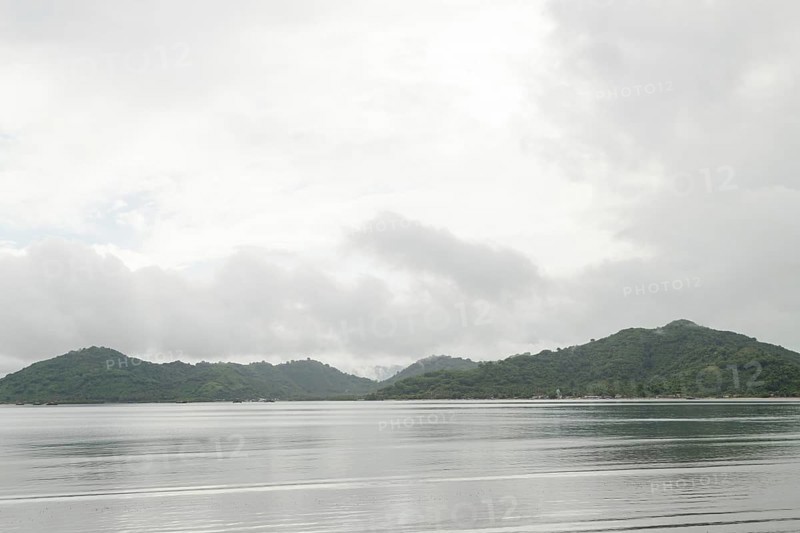 Lombok and Gili Air islands, overcast, cloudy day, sky and sea. Vacation, travel, tropics concept, no people