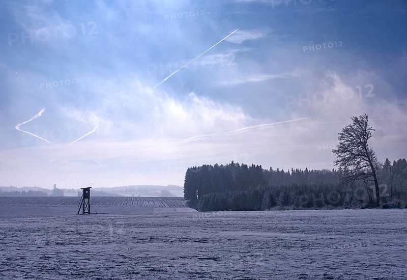 Winter landscape near Ellwangen, Baden-Wuerttemberg, Germany, Europe