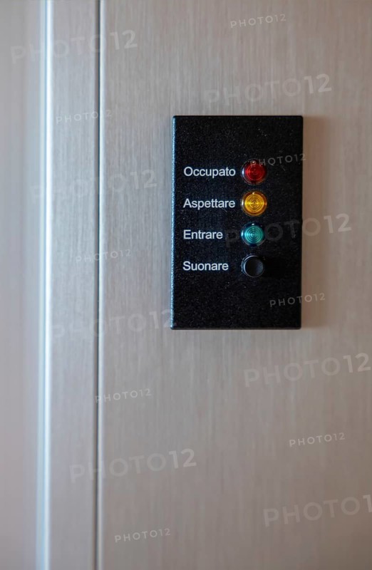 Entrance Push Button to the Office Room in Italian Language in Italy