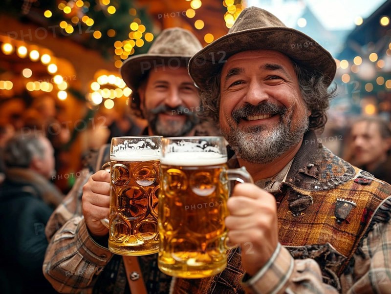 Oktoberfest, beer garden celebrations in the beer tent, AI generated