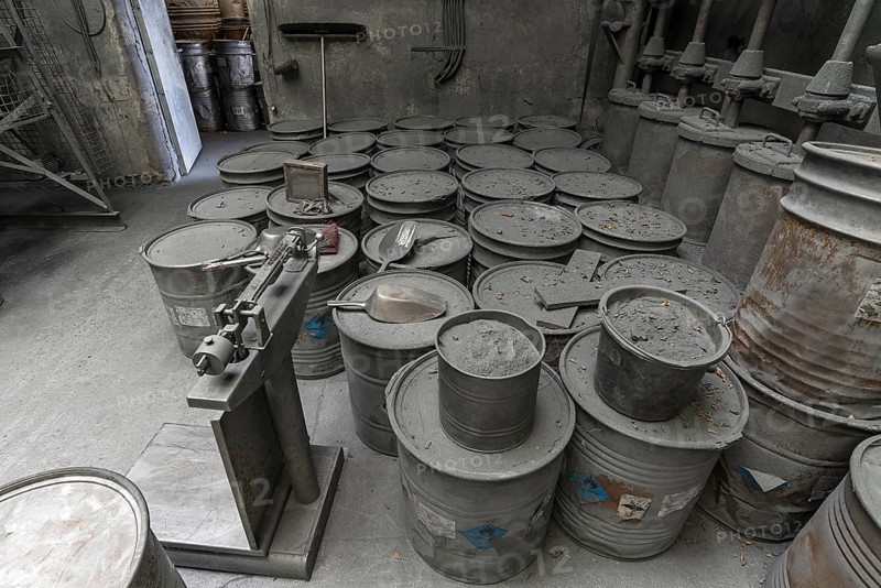 Zinc powder production room in a metal powder mill, founded around 1900, Igensdorf, Upper Franconia, Bavaria, Germany, metal, factory, Europe