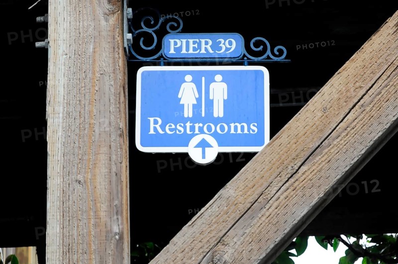 Restrooms, toilets, near Fisherman's Wharf and Pier 39 in San Francisco, California, San Francisco, USA, North America
