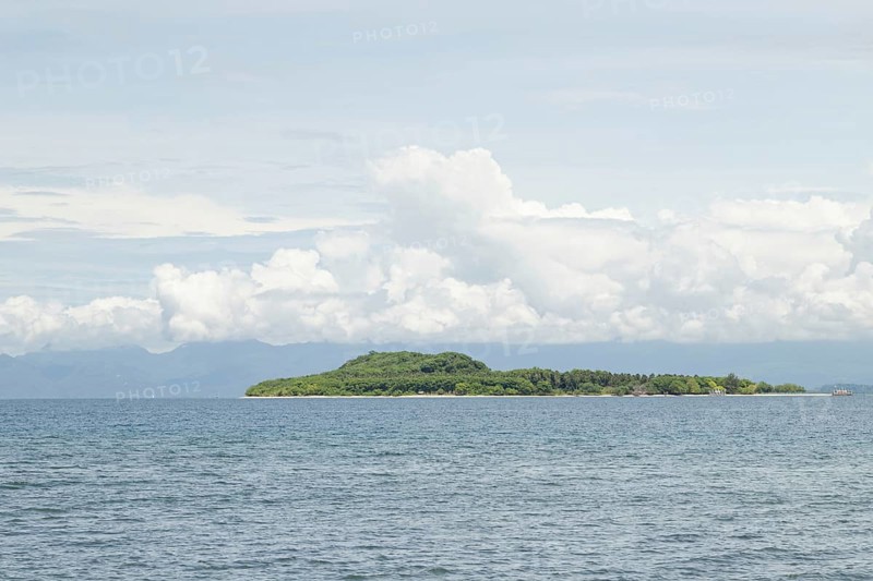 Lombok and Gili Air islands, overcast, cloudy day, sky and sea. Vacation, travel, tropics concept, no people. Sunny day