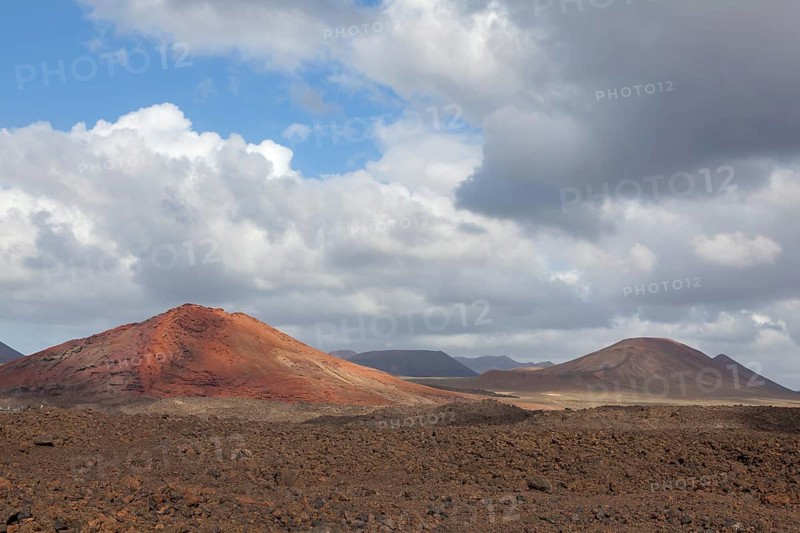 Lava field, volcanic landscape, fire mountains, volcanoes, Lanzarote, Canary Islands, Spain, Europe