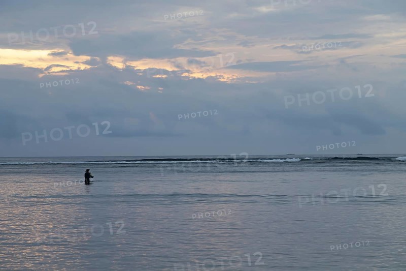 Lombok and Gili Air islands, overcast, cloudy day, sky and sea. Vacation, travel, tropics concept, no people. Sunset, sand beach