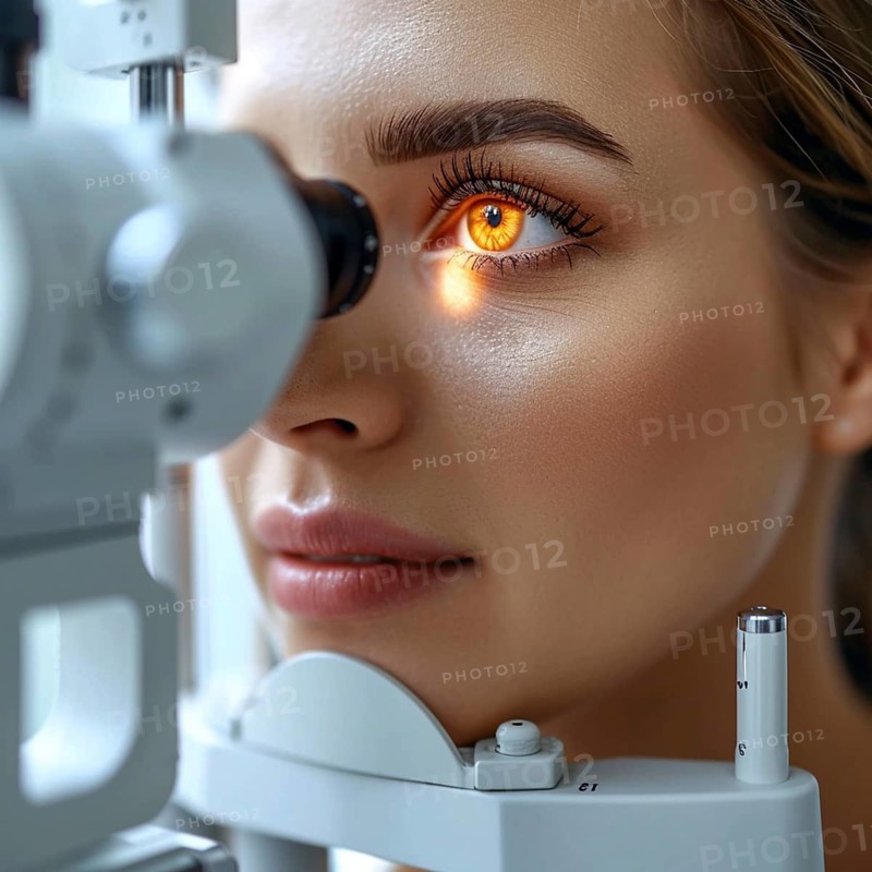 Examination at the ophthalmologist, prevention of poor eyesight, cataracts, blindness, retinal detachments, glasses AI generated