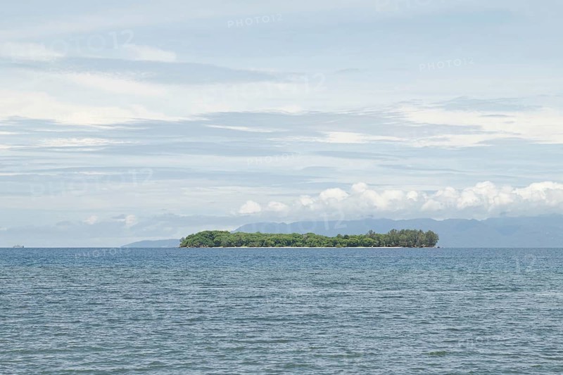 Lombok and Gili Air islands, overcast, cloudy day, sky and sea. Vacation, travel, tropics concept, no people. Sunny day
