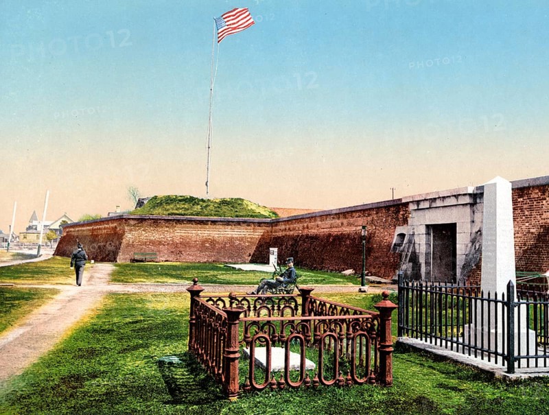 Fort Moultrie, Charleston, a series of fortifications on Sullivan's Island, South Carolina, United States, 1890, Historic, digitally restored reproduction from a 19th century original Fort Moultrie, a series of fortifications on Sullivan's Island, United States, Historic, digitally restored reproduction from a 19th century original, North America