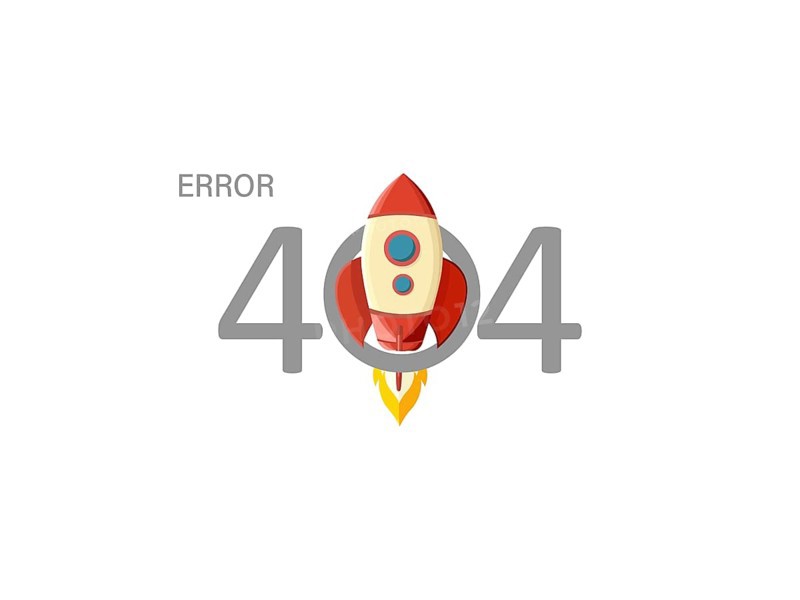 Cartoon rocket with a '404 Error' message symbolizing a webpage not found