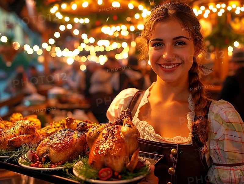 Oktoberfest, beer garden celebrations in the beer tent, AI generated