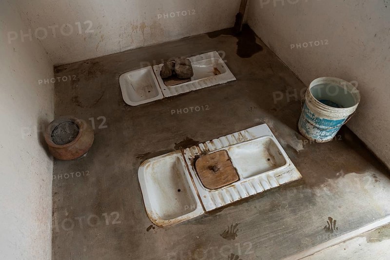 Urine-diverting and dry toilets on the floor, eco-san toilets, Tamil Nadu, India, Asia