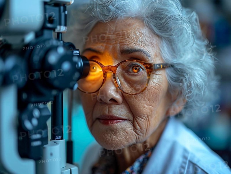 Examination at the ophthalmologist, prevention of poor eyesight, cataracts, blindness, retinal detachments, glasses AI generated