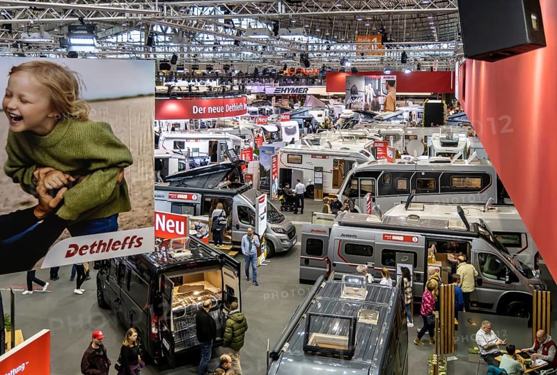 The CMT trade fair is the world's largest public trade fair for tourism and leisure. At Caravan - Motor - Tourism, 1600 exhibitors from 100 countries present tourism trends and everything to do with camping and holidays with motorhomes. Stuttgart, Baden-Württemberg, Germany, Europe