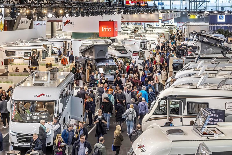 The CMT trade fair is the world's largest public trade fair for tourism and leisure. At Caravan - Motor - Tourism, 1600 exhibitors from 100 countries present tourism trends and everything to do with camping and holidays with motorhomes. Stuttgart, Baden-Württemberg, Germany, Europe