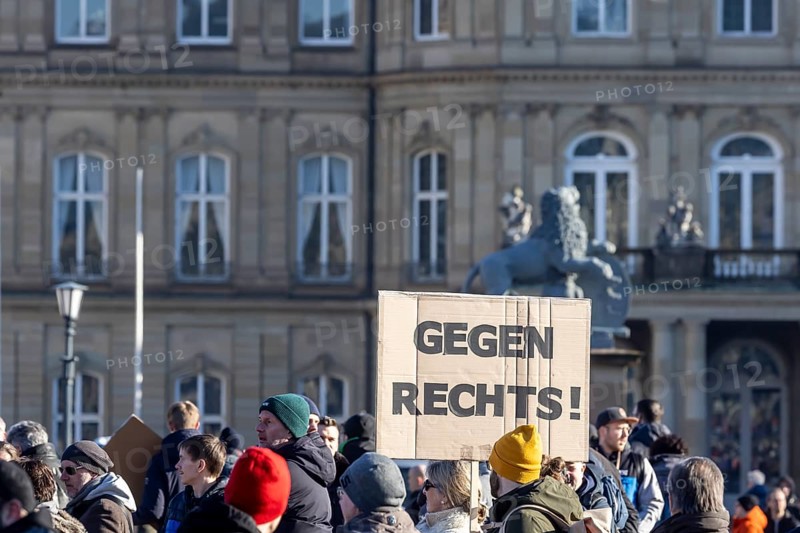 Against right-wing extremism, fascism and the AfD, large demonstration on Schlossplatz with 20, 000 participants, Stuttgart, Baden-Württemberg, Germany, Europe