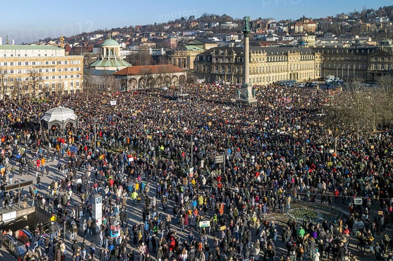 Against right-wing extremism, fascism and the AfD, large demonstration on Schlossplatz with 20, 000 participants, Stuttgart, Baden-Württemberg, Germany, Europe
