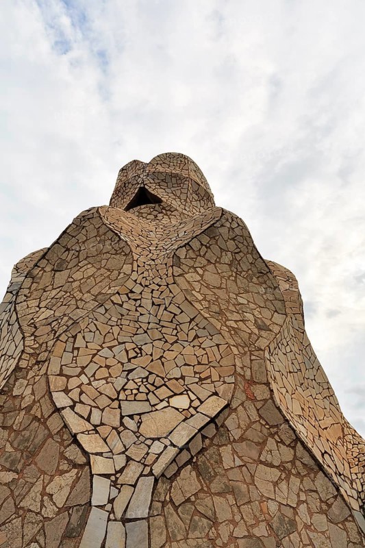 Artistically designed chimney, mosaic, view from below, museum, cultural centre, Casa Mila, Casa Milà, Barcelona, Spain, Europe