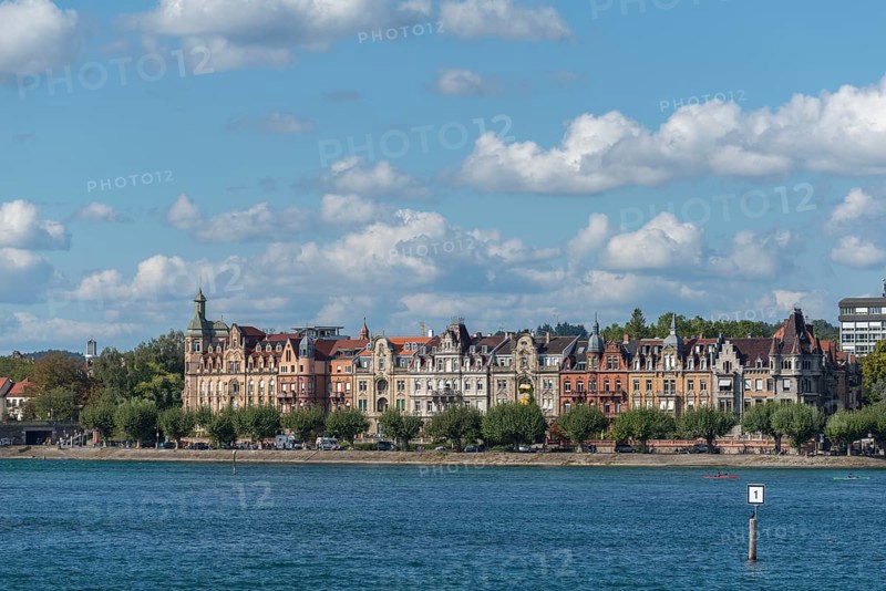 Constance on Lake Constance, row of houses, Art Nouveau style, Seestraße, Baden-Württemberg, Germany, Europe