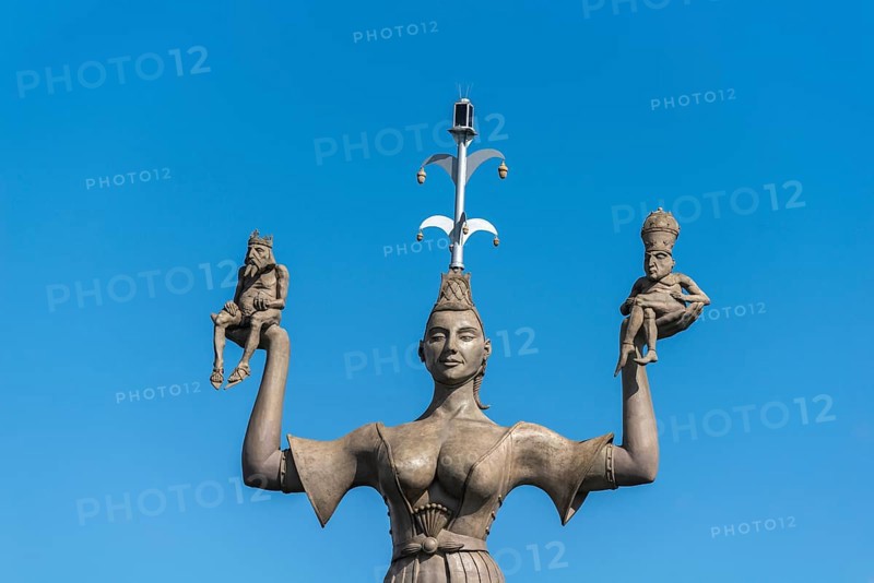 Imperia with Pope and Emperor, Constance on Lake Constance, statue, detail, revealing clothing, Baden-Württemberg, Germany, Europe