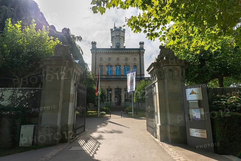 Langenargen on Lake Constance, Montfort Castle, Moorish architectural style, entrance, gate, tower, peninsula, landmark, Baden-Württemberg, Germany, Europe