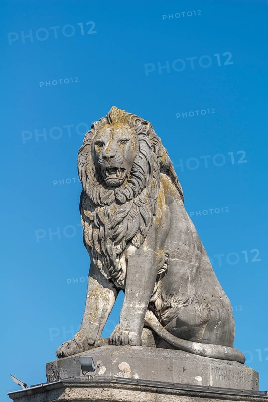 Lindau on Lake Constance, Bavarian lion at the seaport, landmark, Bavaria, Germany, Europe