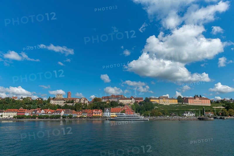Meersburg on Lake Constance, townscape, residential castle, new castle, state winery, lakeside promenade, passenger ship, vineyard, Baden-Württemberg, Germany, Europe