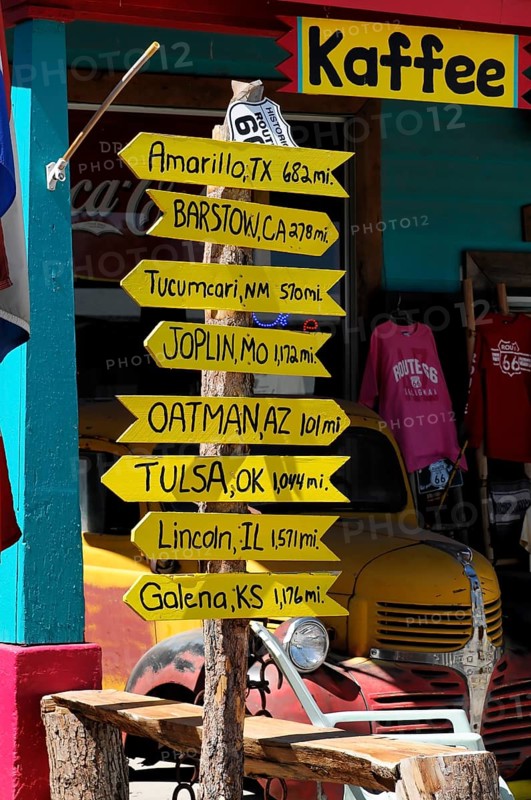 Souvenirs, souvenirs, western town in Seligman on the historic Route 66 in the wild west. Seligman, Arizona, USA, North America