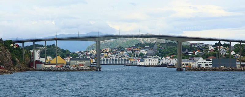 Large concrete road bridge, Nordsund Bridge, Kristiansund, Romsdal county, Norway, Europe