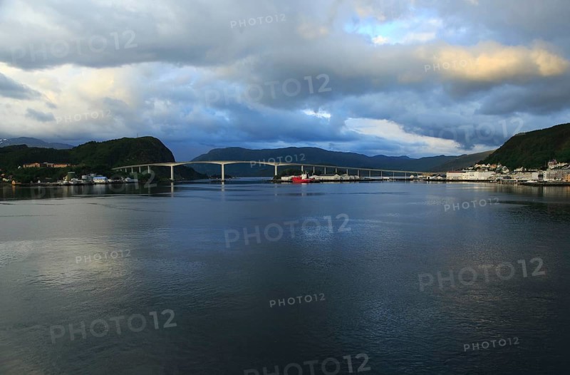 Large concrete road bridge, Nordsund Bridge, Kristiansund, Romsdal county, Norway, Europe