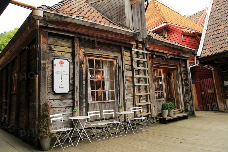 Historic Hanseatic League wooden buildings Bryggen area, Bergen, Norway UNESCO World Cultural Heritage site